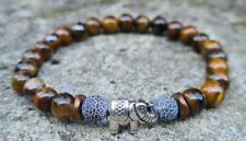 Damen Armband Tigerauge 6mm Elefant Anhänger Damen Armband Perlen Perlenarmband 