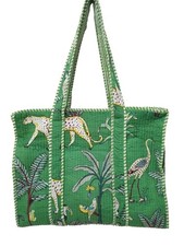 Indisch grün Tiger Baumwolle bedruckt gesteppt Handtasche Schultertasche...