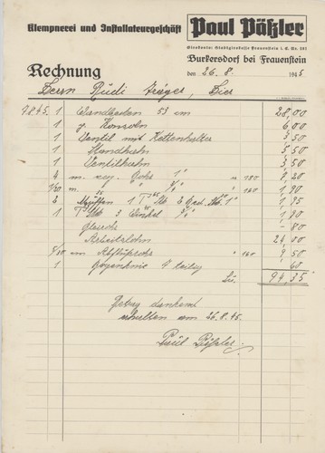 Rechnung burkersdorf päßler - burkersdorf,
