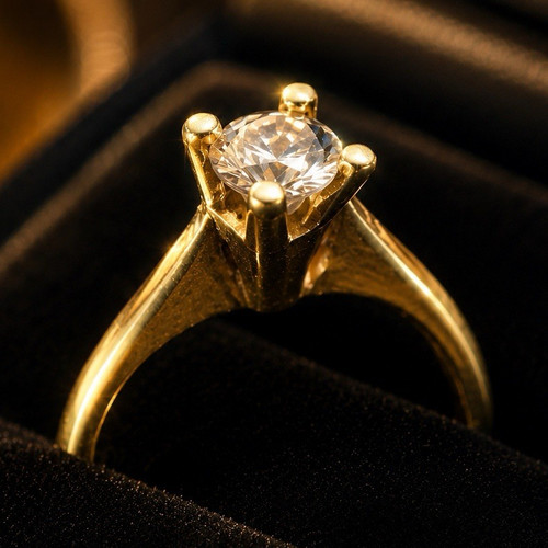 Gelbgold solitär ring - solitär,