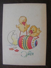 Postkarte Ansichtskarte alt vintage Kunst Ostern Kinder Küken Ostereier unbeschr