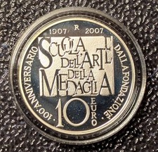Italien 10 Euro Silbermünze 2007 PP " 100 Jahre Kunstschule "