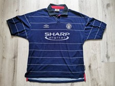 Manchester United UMBRO Trikot 90er Blau Away SHARP ManU L eher XL aus Sammlung 