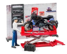 Bruder bworld Motorrad-Werkstatt 62101 Motorrad Ducati Scrambler Racer Hebebühne