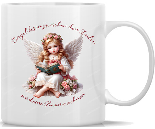 Tasse kaffeebecher engel lesen - kaffeebecher,