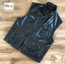 Belstaff PANTHER leather vest, gilet, used, vintage, black, size 4XL