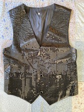 Pailletten-Weste - Herren - schwarz - Größe M