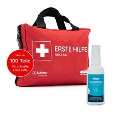 FLEXEO Erste-Hilfe-Tasche Discovery, 103-teilig, rot + Wundspray 75ml Notfallset