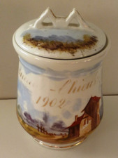 Antik franz. Jugendstil handbemalt Porzellan Deckel Zucker Gebäck Vorrat Dose