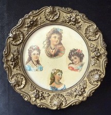 Altes Miniatur Bild Bilderrahmen Miniaturbild Hängend Rund