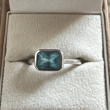 Da.-Ring, Silber 925 mit Apatit  7x 5 mm, Gr. 56, 