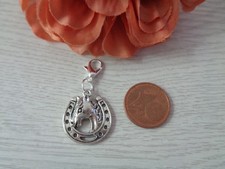 Anhänger Glücksbringer  "Hufeisen + Pferdekopf"  antik silber