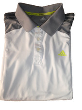 Adidas Herren Sportshirt  ClimaCool Gr.  L mit kleiner Knopfleiste, weiß-grau