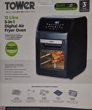 Tower 5-in-1 Digital Air Fryer Backofen, Vortx 12 Liter, Schwarz und Chrom Digital