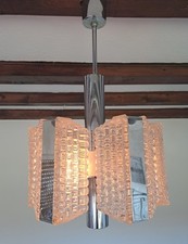 Vintage Kaiser Leuchten Deckenlampe Kronleuchter Kristallglas Chrom 70er