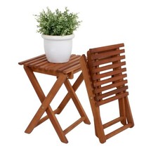 Eukalyptus Klapphocker - Blumenhocker Holz Beistelltisch Gartenhocker Holzhocker