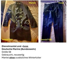 Mantel und Hose Dienstanzug Deutsche Marine, Bundeswehr, Bw, Uniform, Gr. 58