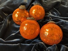 Super schöne Weihnachtskugeln aus Glas, craquelée, schwere dicke Qualität