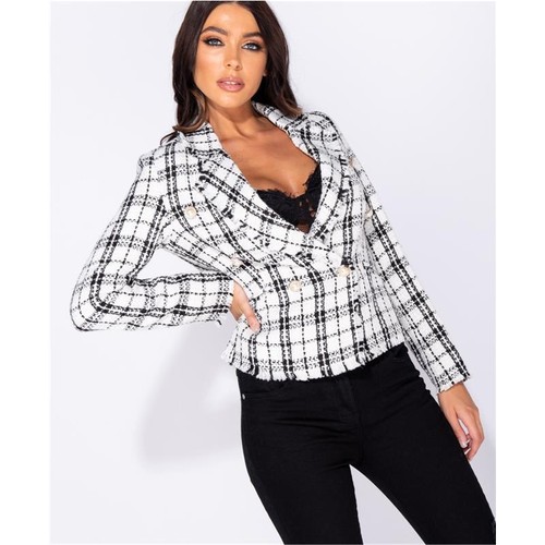 Karierter damen bouclé - karierter, blazer