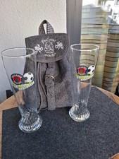 2 x Paulaner  Weizenbiergläser 0,5l Fussballmotiv, und  Trachtenrucksack