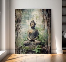 XL LEINWAND BILDER BIS 130x100x5 Buddha Feng-Shui WALD NATUR GRÜN WANDBILD KUNST