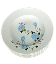 6 x Suppenteller 24,5 cm Durchmesser blaue Blumen Heinrich Porzellan