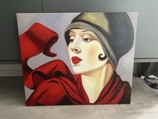 Wandbild Leinwand, Sinnliche Frau mit Hut und rote Lippen ,Kunst Deko