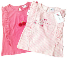 2x T-Shirt Gr.80 NEU Gelati Set rosa Rüschen Kirsche Blumen baby sommer