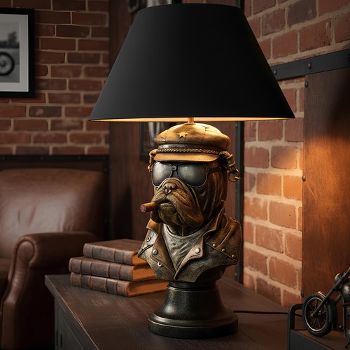 Tischlampe bulldog 55cm - tischlampe,