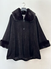 Edle Jacke mit Fellkragen Chenille Schwarz Mantel  #2025061