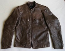 RARE! Vintage BROOKS SteerHide Leather Cafe Racer Jacket Brown 1960's Size 40, S