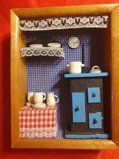 Küche Miniatur Deko 3D Schaukasten Handarbeit 14x18x6cm