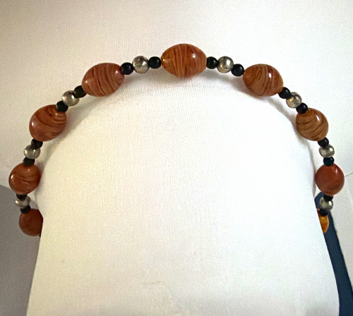 Perlenkette braune ovale