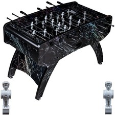 Fußball Tischkicker Premium Schwarz Glasspielfeld Figuren Grau Weiss 80kg
