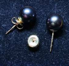 TOP Weihnachtsgeschenk PERLFEKT Ohrstecker,Tahitizuchtperlen 8-9mm, Gelbgold 585