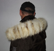 Polarfuchs Pelz Kapuze Kragen Echt Fell Besatz Jacke Parka Silberfuchs Mantel 66