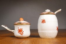 Herend Porzellan Apponyi Orange Senftöpfchen & Kakaotasse