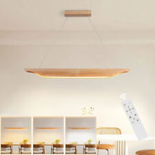 90cm Holz Pendelleuchte LED 3000K-6500K Gerade Hängelampe Wohnzimmer Esszimmer