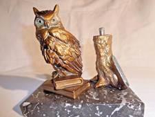 Ewiges Streichholz Feuerzeug Tisch Briefbeschwerer Eule  Marmor sehr dekorativ
