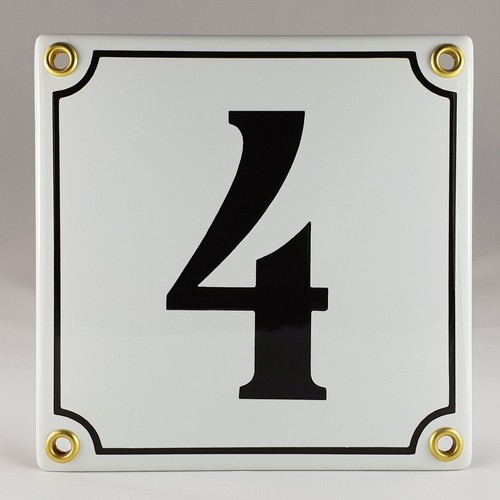 Emaille hausnummer weiß - 4,