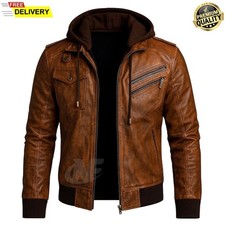 Distressed braune lederjacke - distressed,
