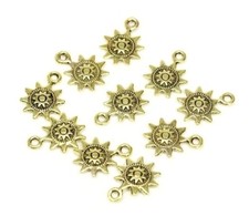 10 Stk. Metall Anhänger Sonne