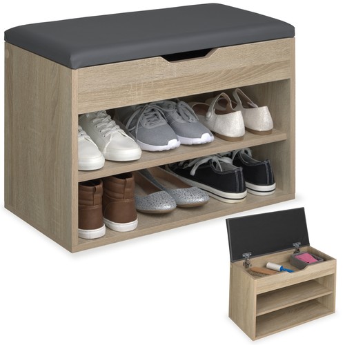 Schuhregal mit sitzkissen holz - schuhregal,