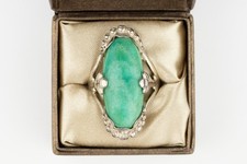 Senso di Donna Silberring mit großem ovalen Amazonit Stein - 835 Silber