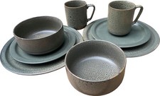andas LINSELL  Geschirr Set 8-tlg. Tafelservice Grün Vintage Steinzeug