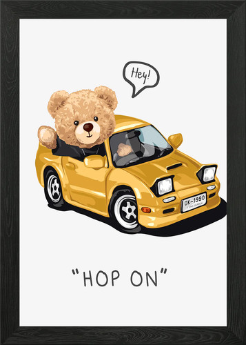 Bär puppe gelben auto - puppe, im