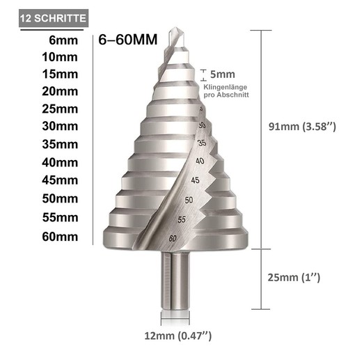 Hss stufenbohrer 60 mm - Ø,