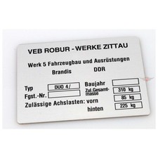 Aluminium Typenschild 85mm x 60mm x 1mm für Simson Duo 4/ type plate, aluminum