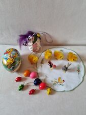 DDR Konvolut Osterdeko Papp Füllei Kücken Kunstblume Sebnitz Holz Ostereier 