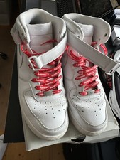 Nike Air Force 1 Mid Größe 45 Mit roten SUPREME SCHNÜRSENKEL ORIGNAL SUPER ZUSTA